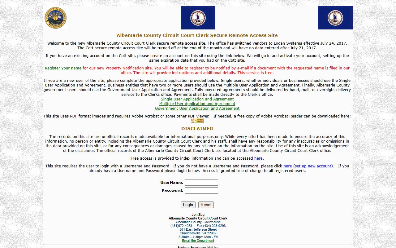 albemarle county land records system civil court records