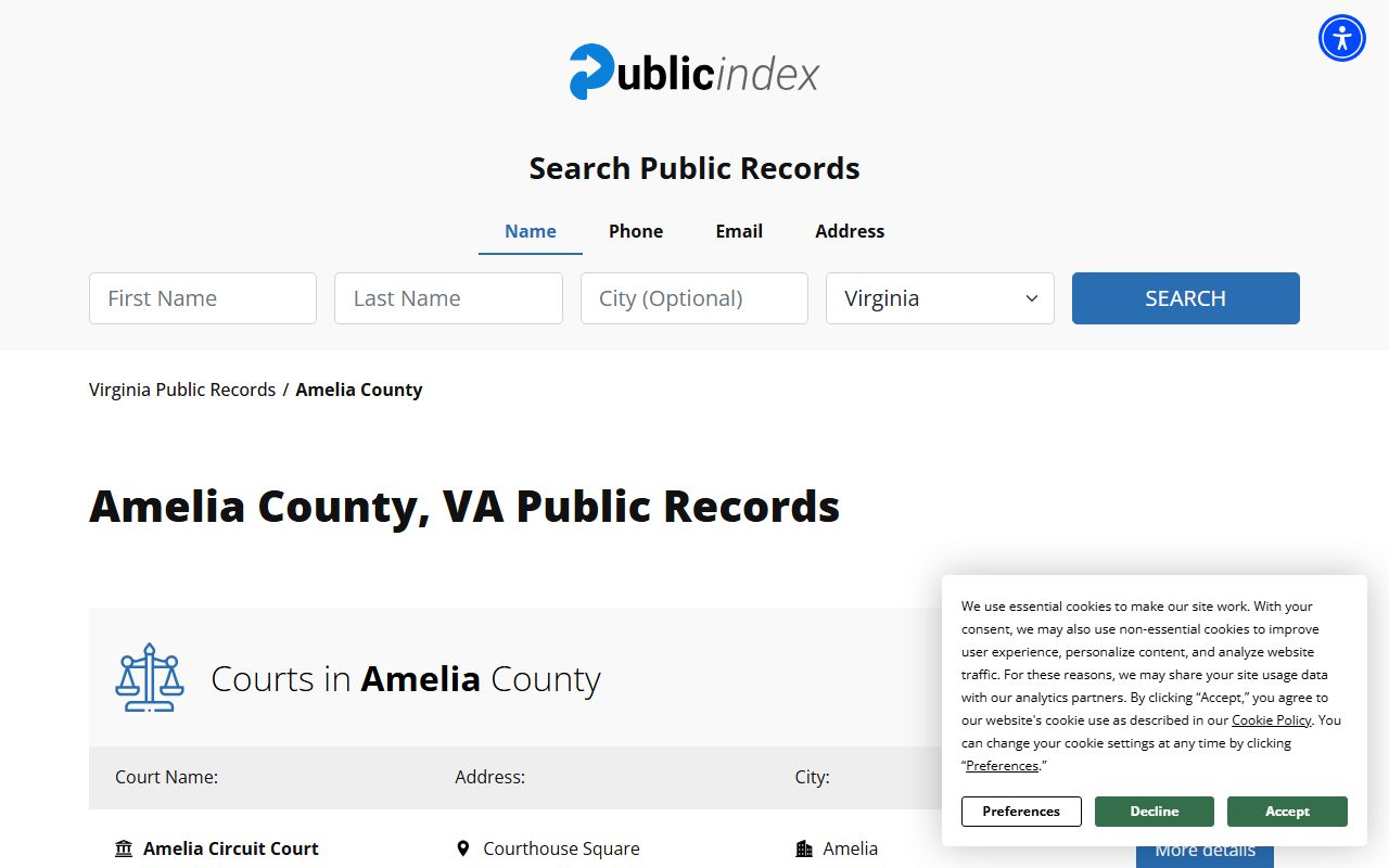 amelia county public index civil court records search