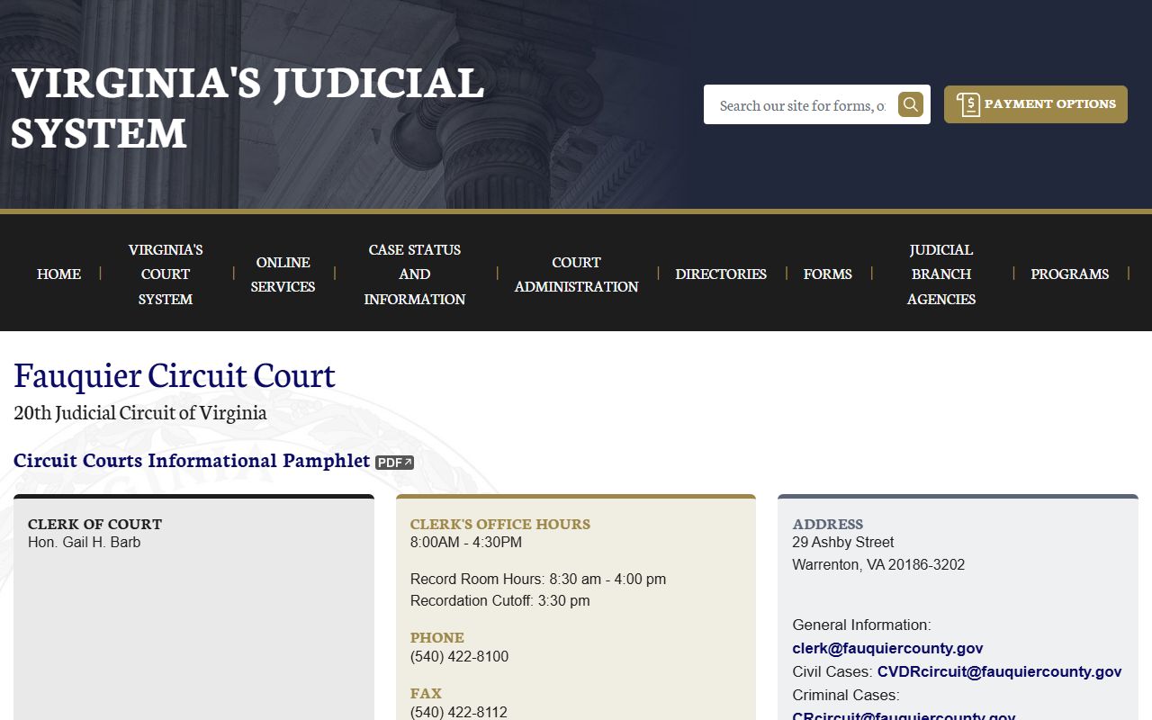 fauquier county civil court records circuit court page