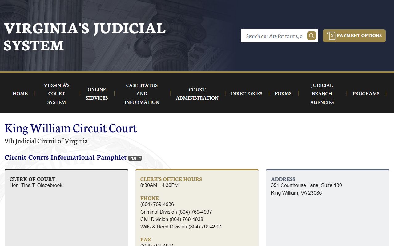 King William County civil court records circuit court page