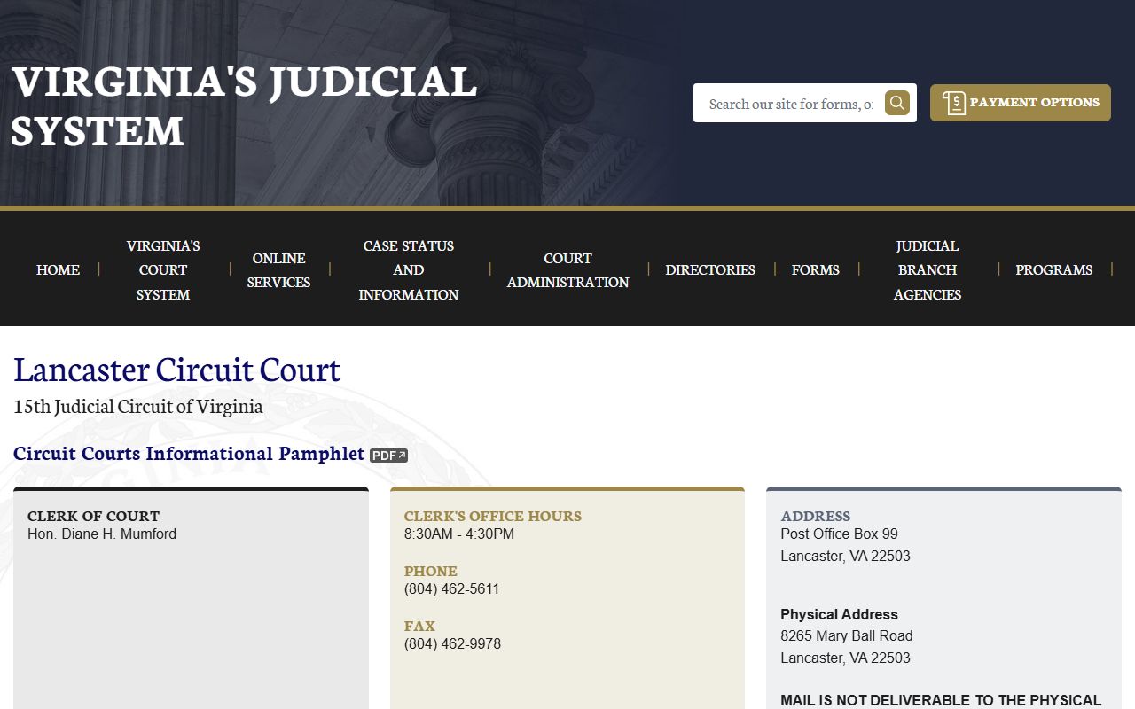 Lancaster County civil court records circuit court page