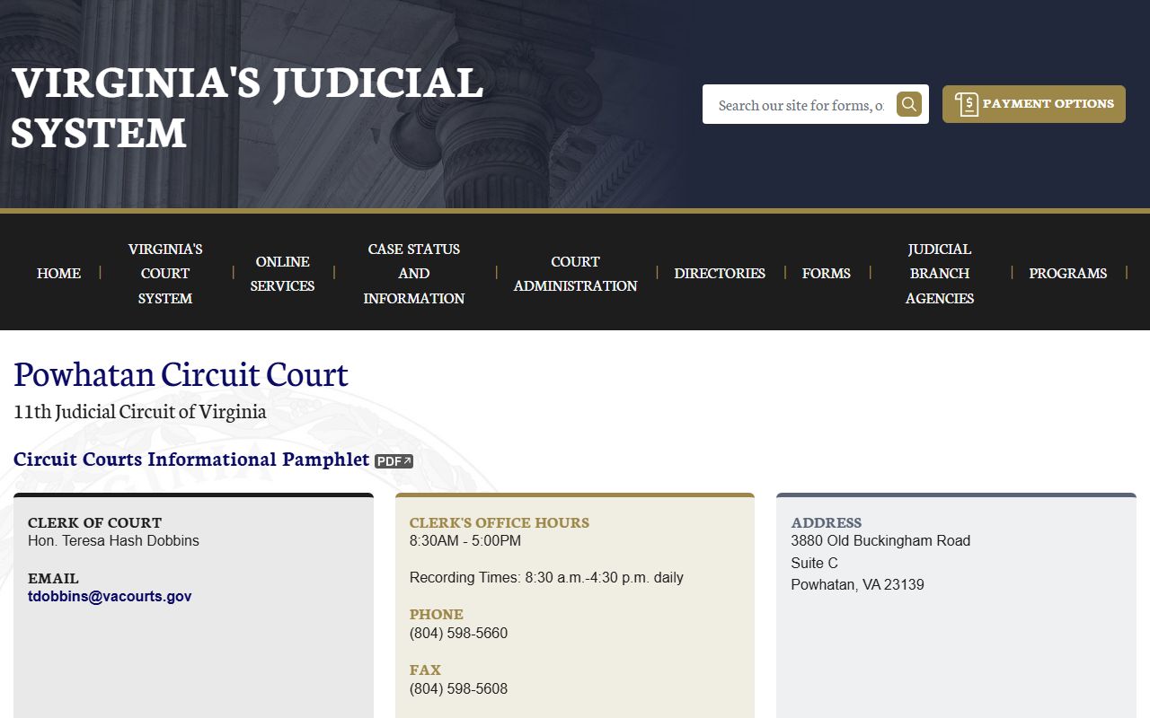 Powhatan County civil court records circuit court page