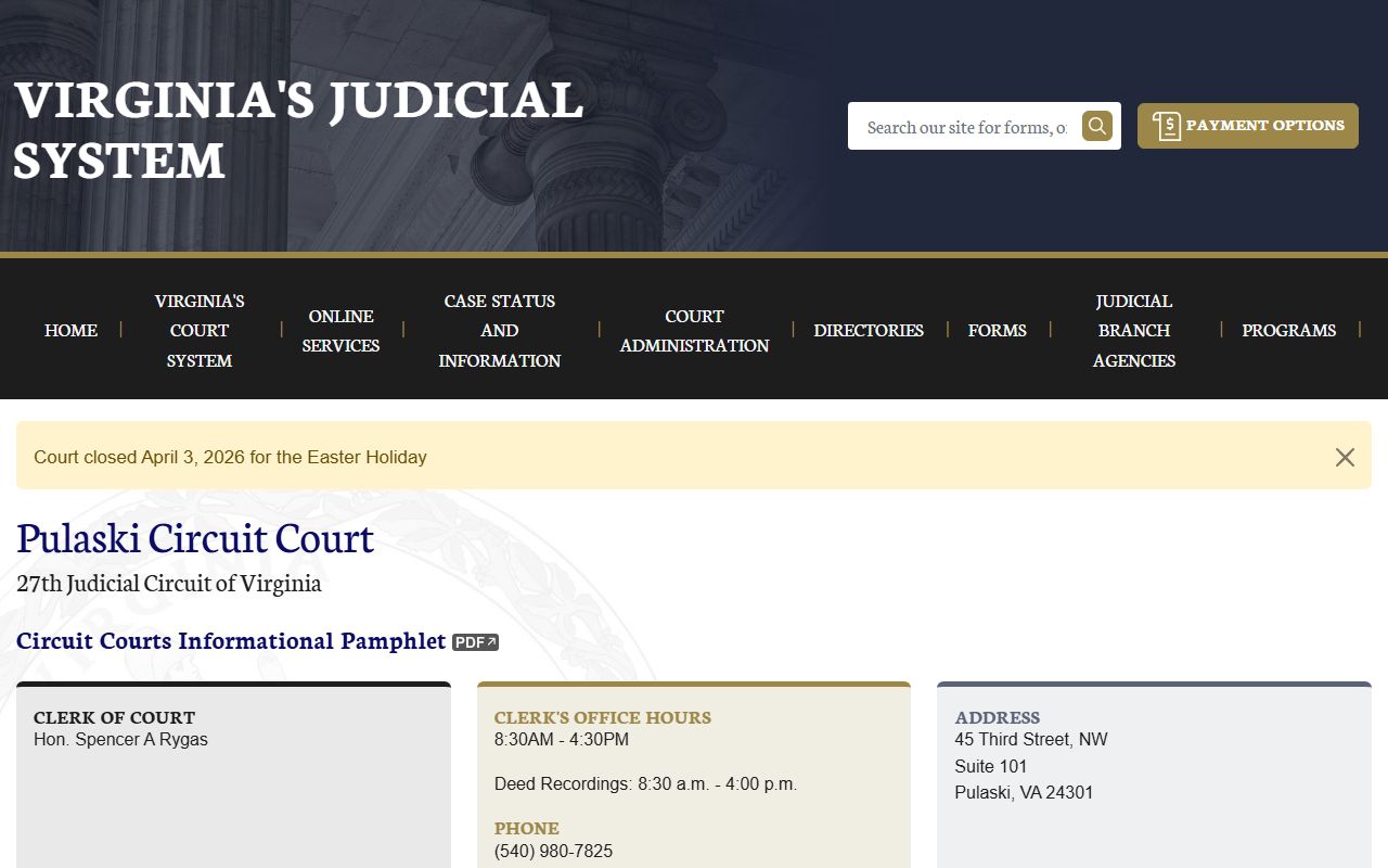 Pulaski County civil court records circuit court page