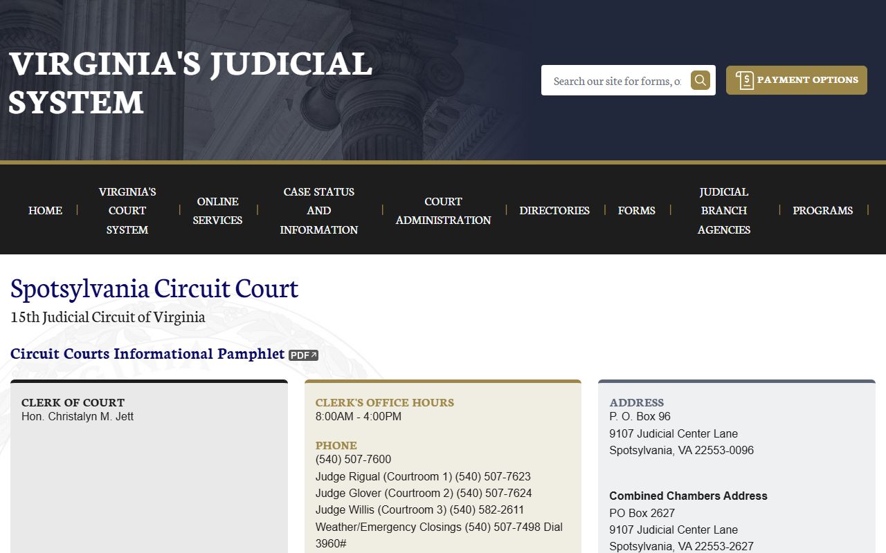 Spotsylvania County civil court records circuit court clerk page