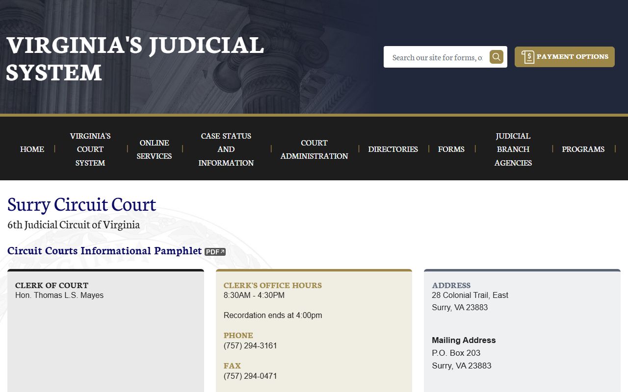 Surry County civil court records circuit court page