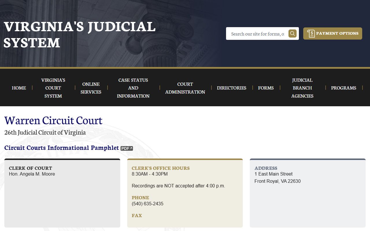 Warren County civil court records circuit court page